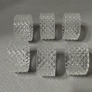 Set of 6 Crystal Oberglass Napkin Rings Style Variation Made in Vienna Austria